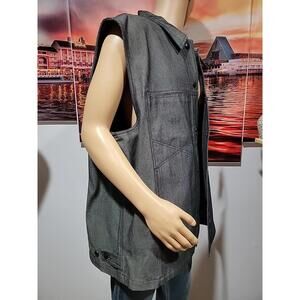 MARITHE FRANCOIS GIRBAUD Motorcycle Men's VEST Jean Black/Gray XXXL Denim NEW #C